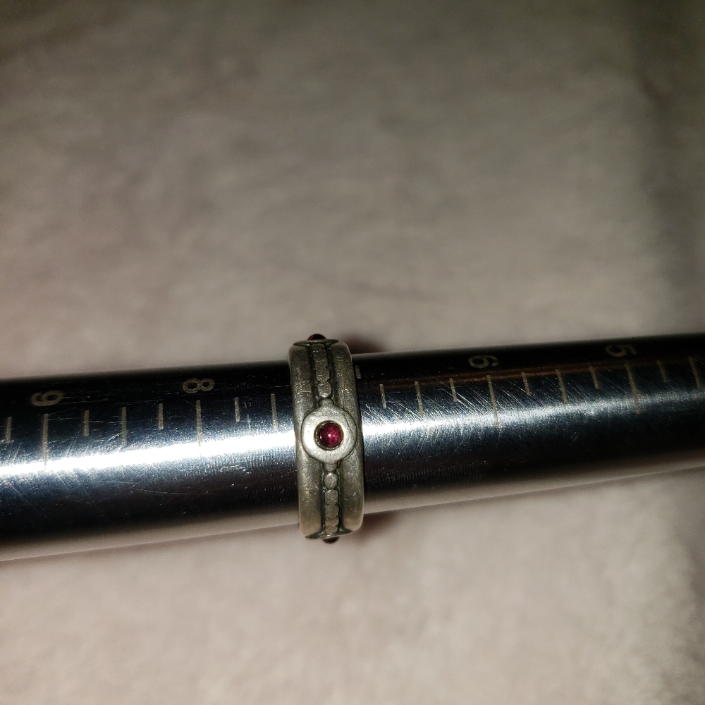 SS ruby silver band ring - Picture 4 of 5